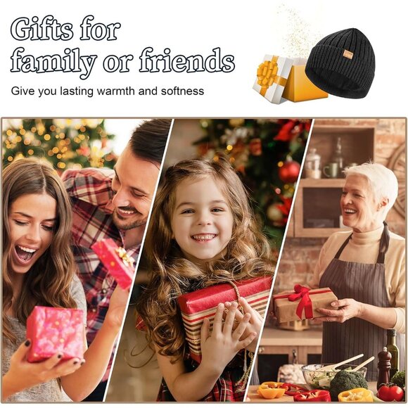 Ocatoma Winter Beanie Hat for Men Women Soft Lined Cuffed Ski Knitted Toque - Picture 9 of 9